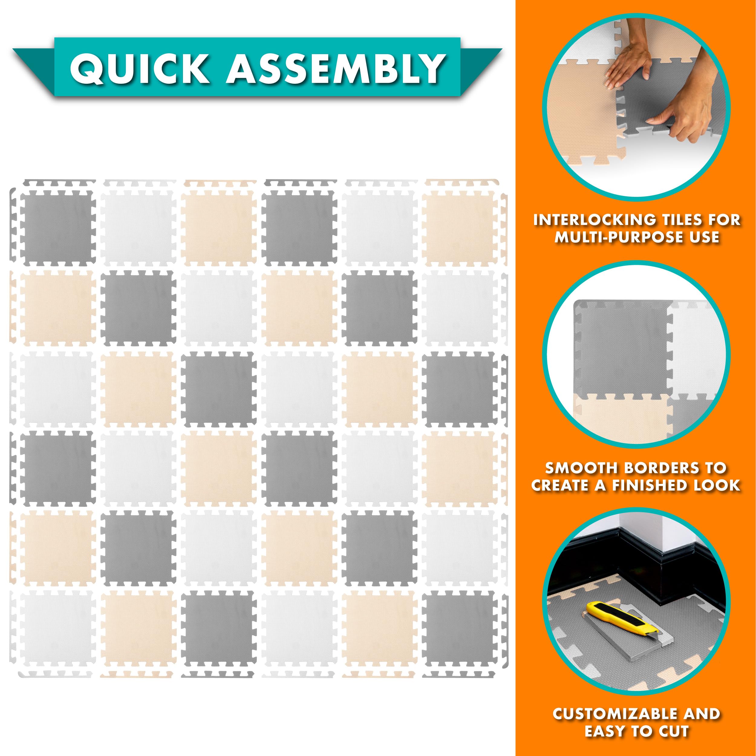 Amazon.com: ProSource Foam Puzzle Floor Play Mat for Kids and